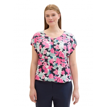 Crinkle-Shirt mit floralem Alloverprint, pink gemustert, Gr.44-54 
