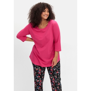 Doppelpack 3/4-Arm-Shirts in leichter A-Linie, royalblau+pink, Gr.40-56 