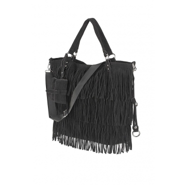 Fransen Shopper aus Veloursleder-Optik 