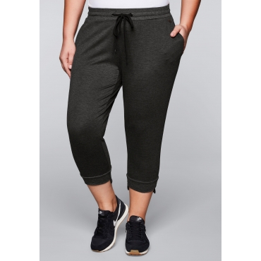 Sporthose in 3/4-Länge mit Bündchen, aus Sweat, dunkelgrau meliert, Gr.44-58 