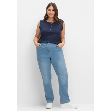 Gerade Jeans mit elastischem High-Waist-Bund, blue Denim, Gr.40-56 