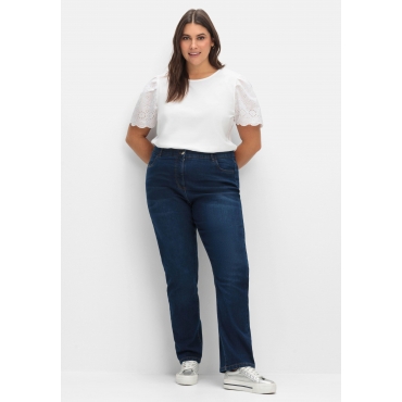 Gerade Jeans mit elastischem High-Waist-Bund, dark blue Denim, Gr.40-56 