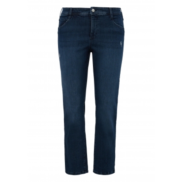Gerade Jeans mit Used- und Destroyed-Effekten, dark blue Denim, Gr.44-54 