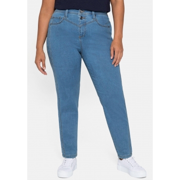 Girlfriend-Jeans mit vorverlegter Seitennaht, blue used Denim, Gr.40-58 