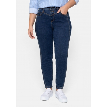 Girlfriend-Jeans mit vorverlegter Seitennaht, dark blue Denim, Gr.40-58 
