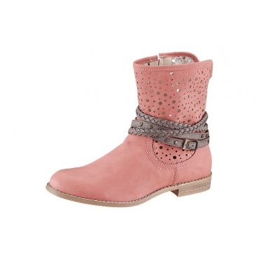 Große Größen: Stiefelette mit perforiertem Schaft, rosé