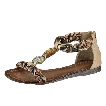 Große Größen: City Walk Sandale aus Lederimitat mit Textilbandagen, taupe-grün, Gr.36-41 