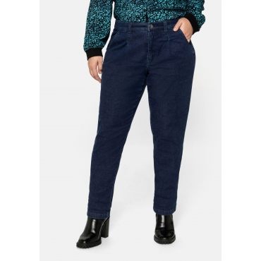 Jeans im Chinoschnitt mit Bundfalten, dark blue Denim, Gr.40-58 