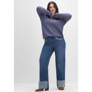 Jeans in Curvy-Schnitt ELLA mit breitem Umschlag, dark blue Denim, Gr.40-58 