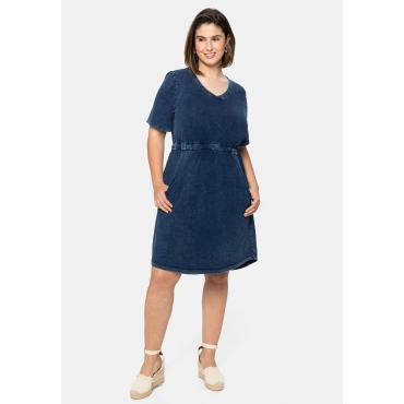 Jerseykleid in Denim-Optik, mit Taillennaht, dark blue Denim, Gr.40-58 