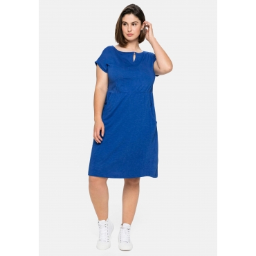 Jerseykleid mit weitem Ausschnitt und Taschen, royalblau, Gr.40-58 