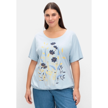 Jerseyshirt mit Blumen-Frontprint, hellblau gemustert, Gr.40-54 
