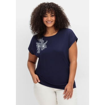 Jerseyshirt mit Blumenprint, marine bedruckt, Gr.40-56 