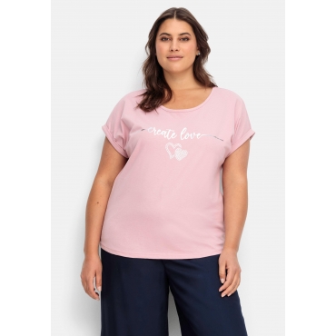 Jerseyshirt mit Glitzer-Frontprint, rosa bedruckt, Gr.40-56 