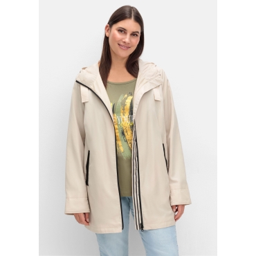 Kapuzenjacke in leichter Qualität, mit Kontrastdetails, sand, Gr.40-56 