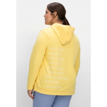 Kapuzensweatshirt mit Statementdruck, gelb, Gr.40/42-56/58 