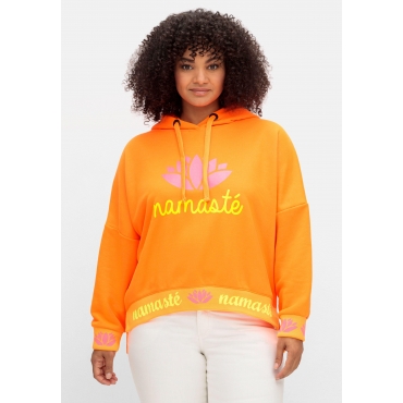 Kapuzensweatshirt mit Yoga-Frontprint, orange, Gr.40-54 