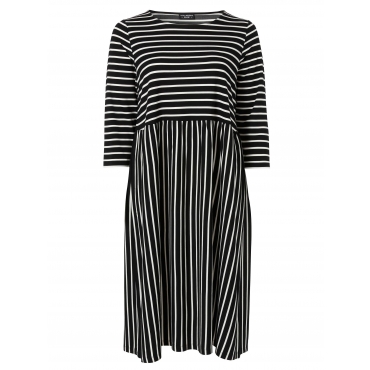 Kleid aus Interlock, mit Streifen-Allovermuster, schwarz-weiß, Gr.42-54 