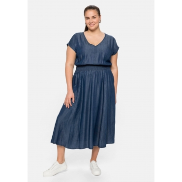 Kleid in Jeansoptik, in leicht glänzender Qualität, blue Denim, Gr.40-58 