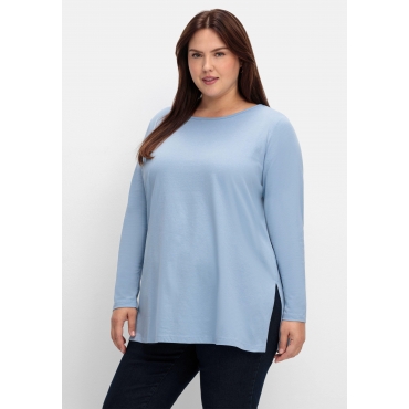 Longshirt mit hohen Seitenschlitzen, bleu, Gr.40-56 