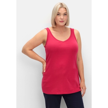 Longtop in Rippqualität, mit weitem Ausschnitt, sorbet pink, Gr.40-58 