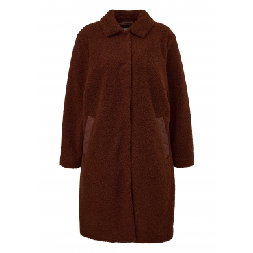 Mantel aus Teddyplüsch, mit Druckknopfleiste, braun, Gr.44-54 