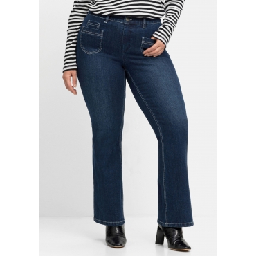 ootcut-Jeans in High-Heel-Länge, mit Kontrastnähten, dark blue Denim, Gr.40-58 