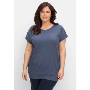 Oversized-Shirt mit elastischem Saumbund, indigo, Gr.40/42-60/62 