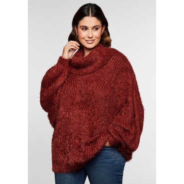 Pullover mit abnehmbarem Loopschal, marone, Gr.40/42-56/58 