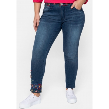 Schmale Jeans mit aufwendiger Stickerei, blue Denim, Gr.40-58 