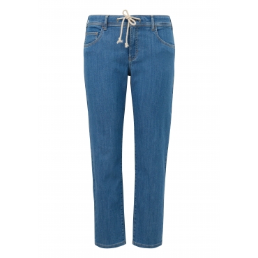 Schmale Jeans mit Tunnelzug und Kordel am Bund, blue Denim, Gr.44-54 