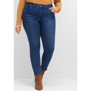 Schmale Jeans mit Zippern am Saumabschluss, blue Denim, Gr.40-58 