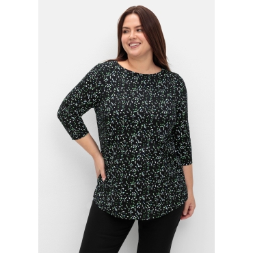 Shirt mit 3/4-Arm und Minimalprint, schwarz gemustert, Gr.40/42-56/58 