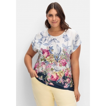 Shirt mit Blumenprint, in bügelfreier Qualität, marine gemustert, Gr.40-56 