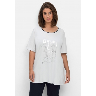 Shirt mit Foliendruck vorn, in leichter A-Form, weiß bedruckt, Gr.40/42-56/58 