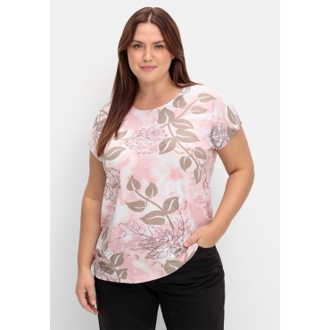 Shirt mit glänzendem Blumendruck, rosé gemustert, Gr.40-56 
