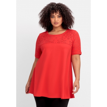 Shirt mit Lasercut-Muster, in A-Linie, rot, Gr.40/42-56/58 