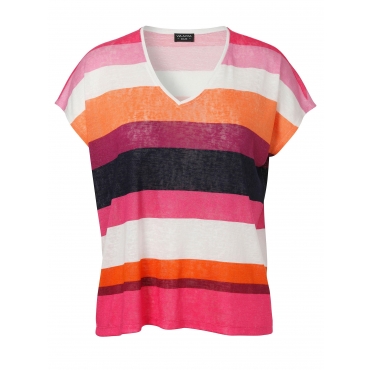 Shirt mit Multicolor-Blockstreifen, beere gestreift, Gr.42-54 