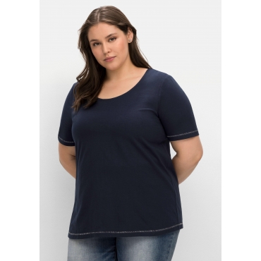 Shirt mit Print hinten auf der Schulter, nachtblau, Gr.40/42-56/58 