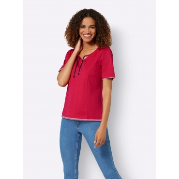 Shirt mit Streifendetails und Bindeband, rot, Gr.40-52 