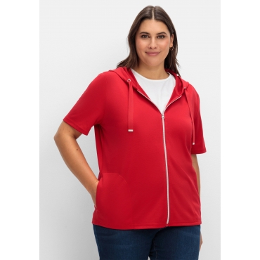 Shirtjacke mit Kapuze und Reißverschluss, rot, Gr.40-56 