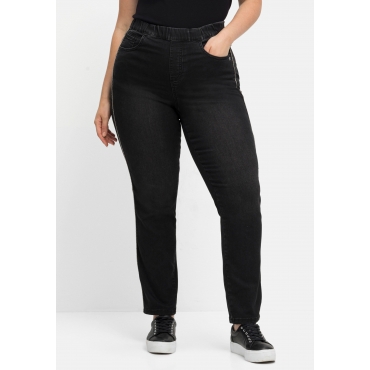 Skinny Jeans mit seitlichen Glitzer-Pipings, black Denim, Gr.40-58 
