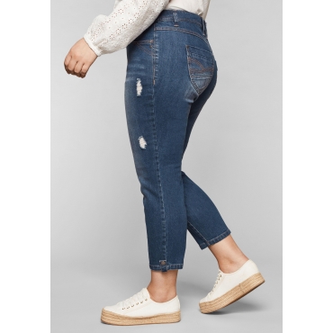 Slim Fit Jeans in 7/8-Länge mit Destroyed-Effekten, blue Denim, Gr.40-58 