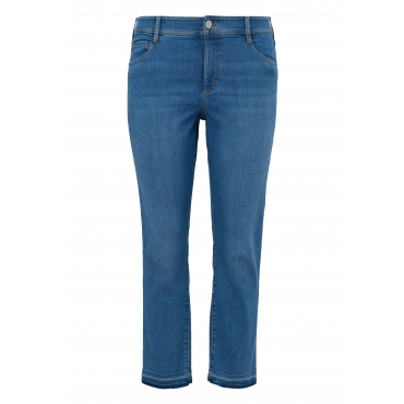 Slim Jeans in verkürzter Form, mit offenem Saum, light blue Denim, Gr.44-54 