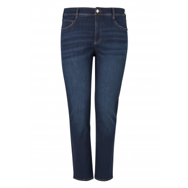 Slim Jeans mit Used-Effekten und Catfaces, dark blue Denim, Gr.44-54 