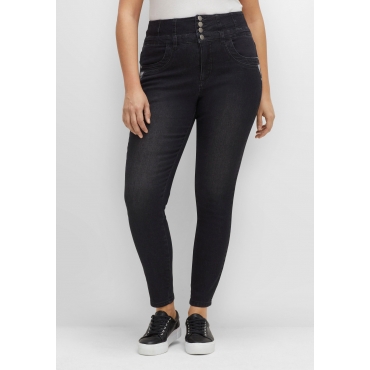 Super Skinny Jeans in Curvy-Schnitt ANNE, black Denim, Gr.40-58 