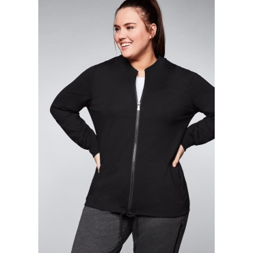 Trainingsjacke mit Reißverschluss, aus Sweat, schwarz, Gr.40/42-60/62 