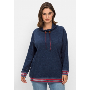 Sweatshirt in Denim-Optik, mit Streifenbündchen, dark blue Denim, Gr.40/42-56/58 
