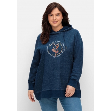 Sweatshirt in Denimoptik, mit Frontstickerei, dark blue Denim, Gr.40/42-56/58 