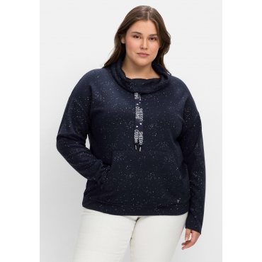 Sweatshirt mit Minimalprint, in Struktur-Qualität, nachtblau-weiß, Gr.40/42-56/58 